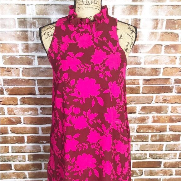 Gibson Pink Brown Flower Petite Dress Size PXS - Picture 8 of 10